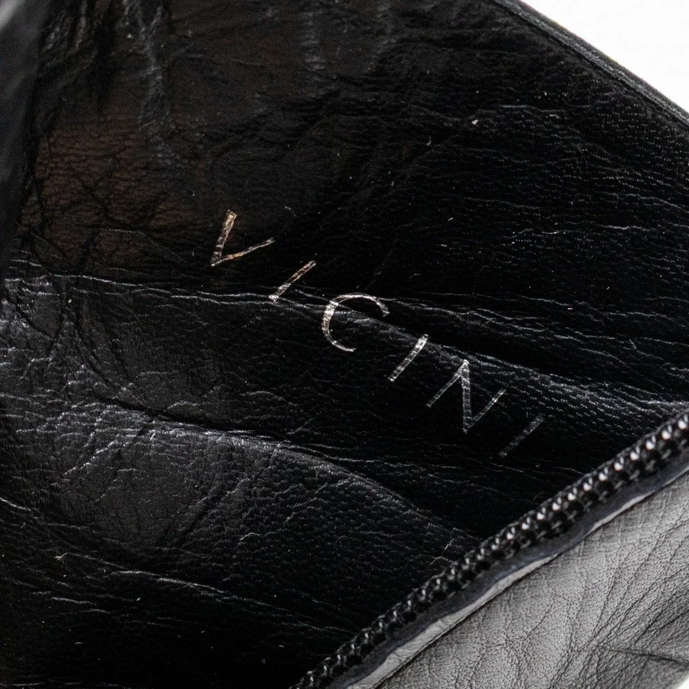 Vicini Black Leather Crystal Embellished Pointed Toe Ankle Boots EU 36 US 6